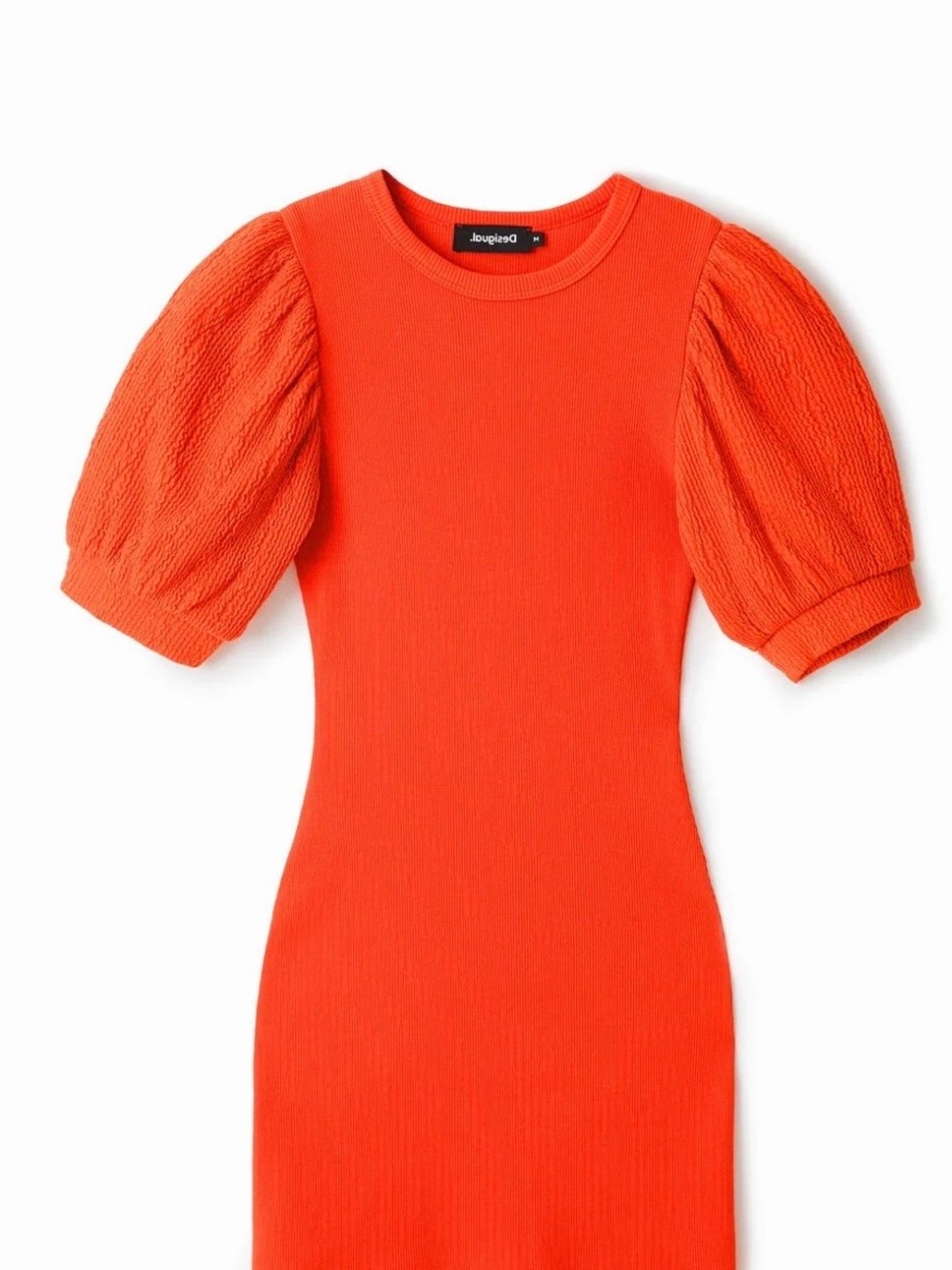 NWT Desigual Orange Puff-Sleeve Knit Dress-Valentina
